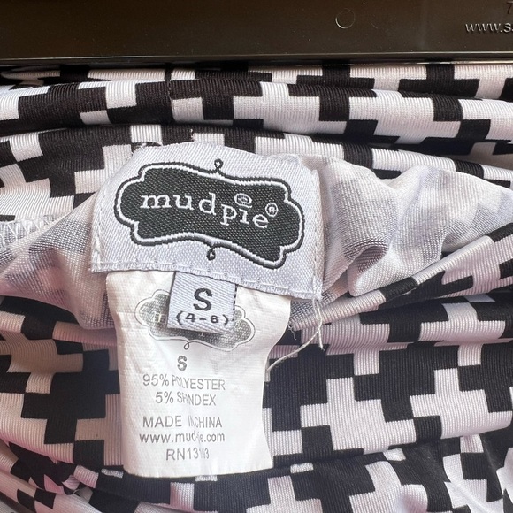 Women's Mud Pie Palazzo High Waist Pants Houndstooth Black/ White Size S - Picture 3 of 3